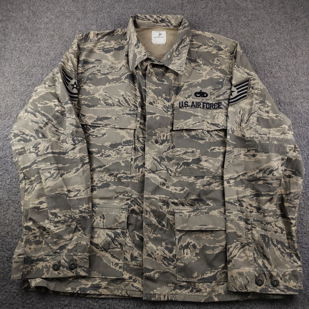 US Air Force Jacket Mens 46R ABU Digital Tiger Stripe Camo Propper Patches